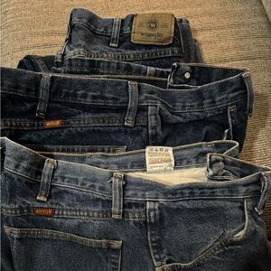 3 pairs Men's Blue Jeans Rustlers and Wranglers